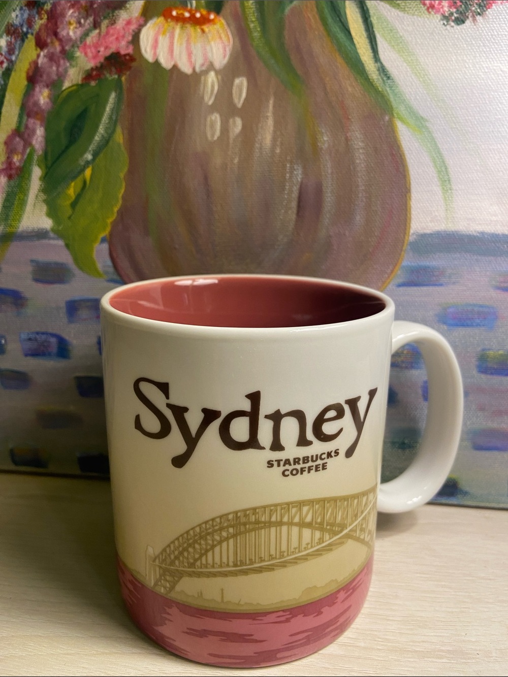 Starbucks Sydney Mug with Pink Interior and Accent Band